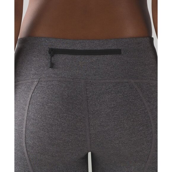 Lululemon Pace Rival Crop Ankle Heathered Black Leggings Women's Sz 4 - Picture 5 of 9